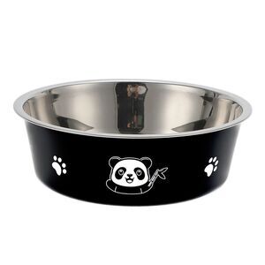 Non-Skid Extra Large Dog Bowl Panda Pattern for Indoor and Outdoor Black